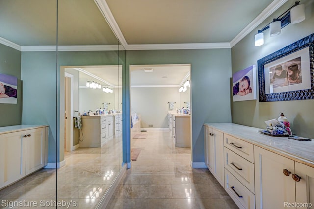 3225 Legacy Ct, West Bloomfield, MI 48323 - full bath with ornamental molding and vanity