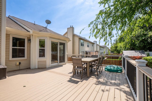 4351 Knollcrest Dr, Ann Arbor, MI 48108 - wooden deck featuring outdoor dining area