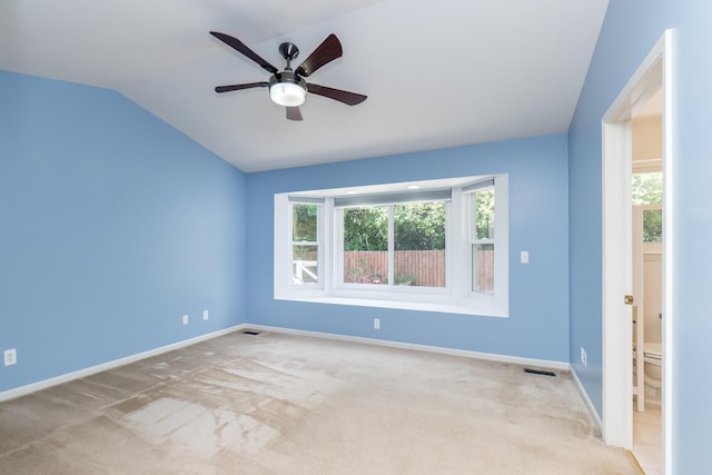 4351 Knollcrest Dr, Ann Arbor, MI 48108 - carpeted spare room featuring ceiling fan and vaulted ceiling
