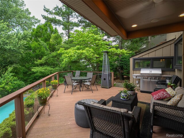 4683 Maura Ln, West Bloomfield, MI 48323 - deck with outdoor dining area, an outdoor living space, and grilling area