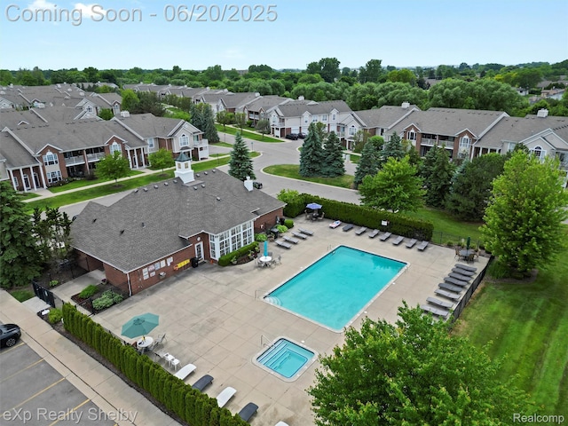 16436 Grandview Dr, Macomb, MI 48044 - aerial view of residential area featuring a pool area