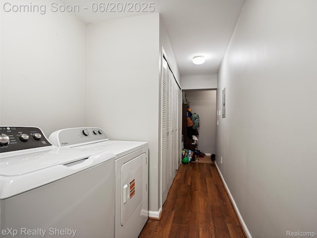 16436 Grandview Dr, Macomb, MI 48044 - laundry area with washing machine and clothes dryer and wood finished floors