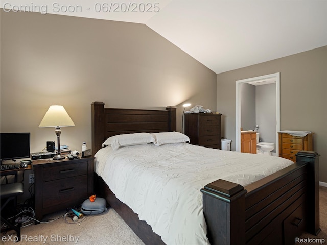 16436 Grandview Dr, Macomb, MI 48044 - carpeted bedroom featuring lofted ceiling and ensuite bathroom