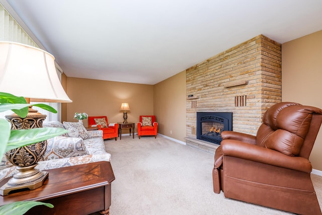 2729 Horton Ct, Niles, MI 49120 - carpeted living area with a large fireplace and baseboards