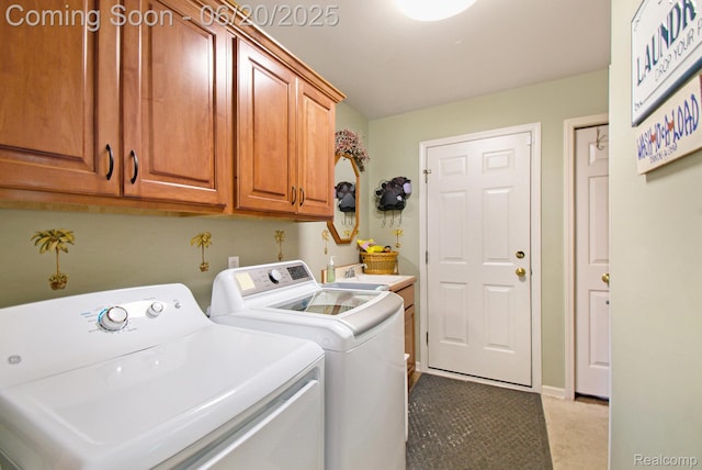 6073 Belmont Ct E, Grand Blanc, MI 48439 - laundry area with washing machine and dryer, cabinet space, and light carpet