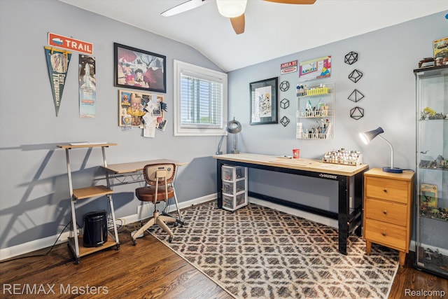 1972 Theodore St, Trenton, MI 48183 - office space featuring vaulted ceiling, a ceiling fan, and wood finished floors