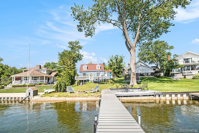 11501 Torrey Rd, Fenton, MI 48430 - dock featuring a water view, a lawn, and a residential view