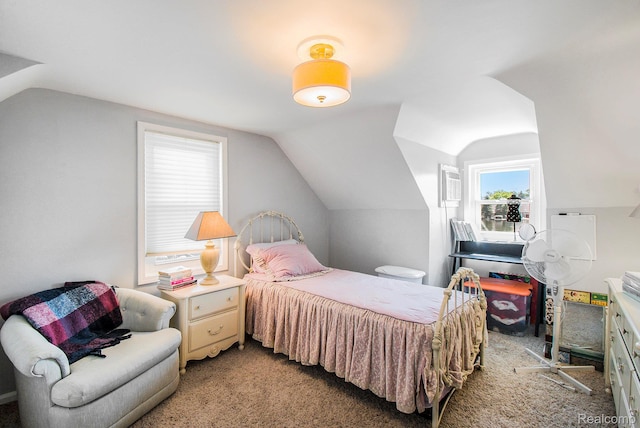 11501 Torrey Rd, Fenton, MI 48430 - bedroom featuring vaulted ceiling and light carpet