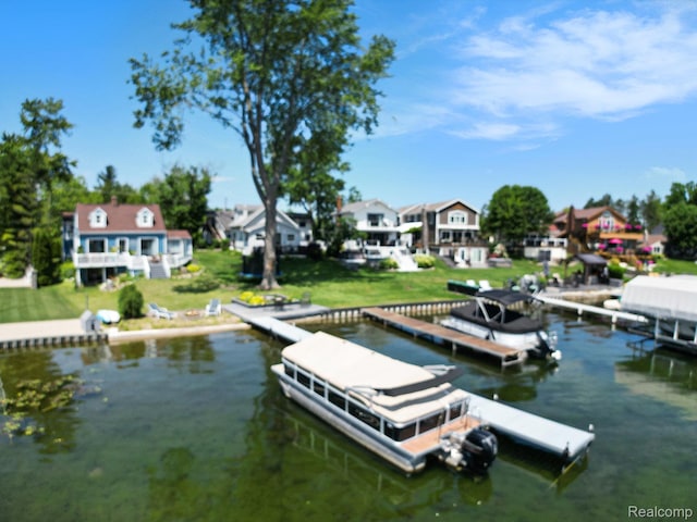 11501 Torrey Rd, Fenton, MI 48430 - dock area featuring a residential view and a water view
