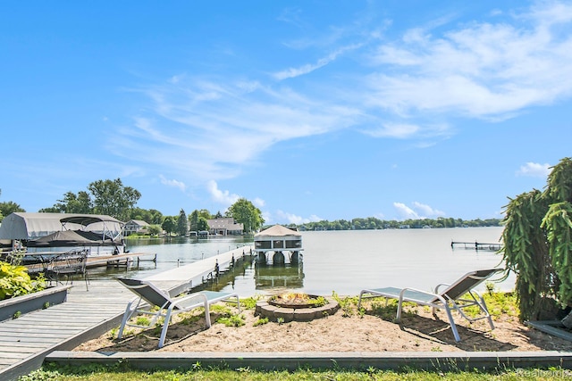11501 Torrey Rd, Fenton, MI 48430 - dock area featuring a water view and boat lift
