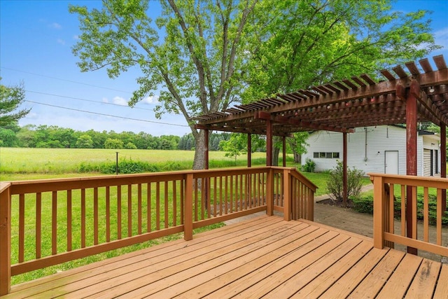 360 Wood Creek Dr, Howell, MI 48843 - wooden terrace featuring a pergola and a yard