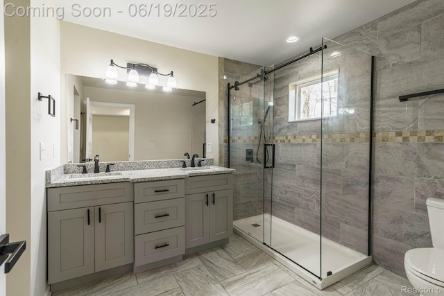 23013 Helen, Southfield, MI 48033 - full bath featuring a stall shower and double vanity