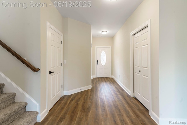 23013 Helen, Southfield, MI 48033 - entrance foyer featuring dark wood-style flooring and stairs