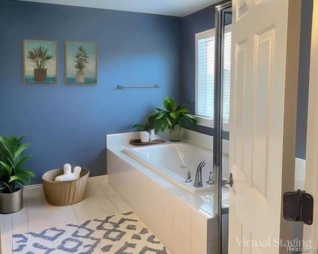 49941 Baychester Blvd, Canton, MI 48187 - bathroom with a garden tub and tile patterned floors