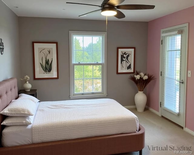 49941 Baychester Blvd, Canton, MI 48187 - bedroom with light colored carpet, multiple windows, and a ceiling fan
