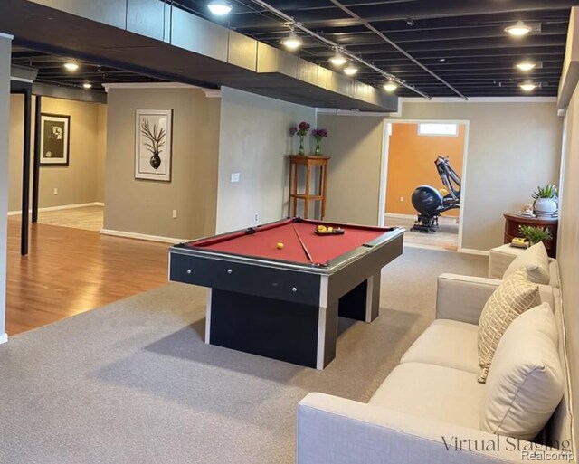 49941 Baychester Blvd, Canton, MI 48187 - playroom with billiards, carpet flooring, and wood finished floors
