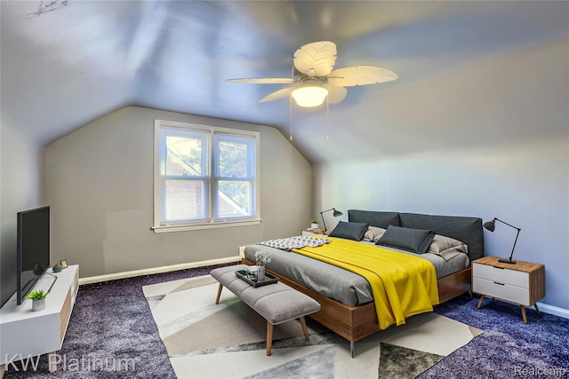 16054 Carlisle St, Detroit, MI 48205 - carpeted bedroom with lofted ceiling and a ceiling fan
