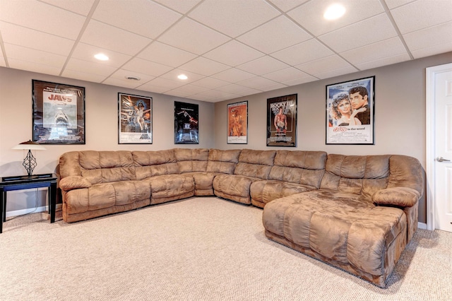 6360 Ray Rd, Swartz Creek, MI 48473 - living area with carpet flooring, a paneled ceiling, and recessed lighting