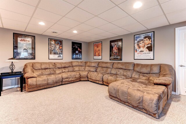 6360 Ray Rd, Swartz Creek, MI 48473 - living area with carpet floors, a paneled ceiling, and recessed lighting