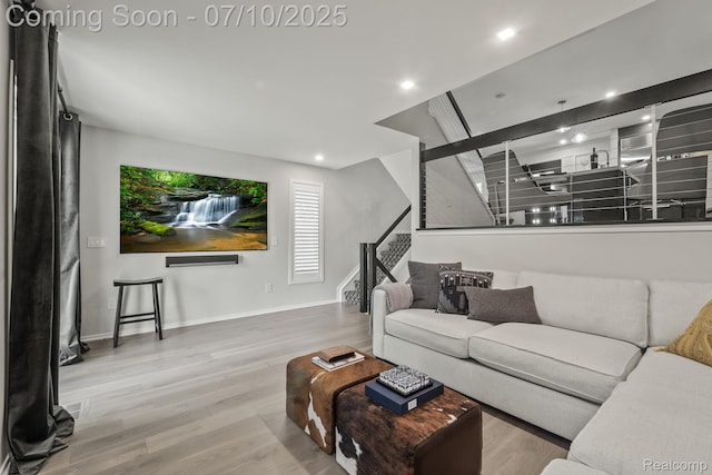 418 E 5th St Unit 2, Royal Oak, MI 48067 - living area featuring wood finished floors, recessed lighting, and stairway