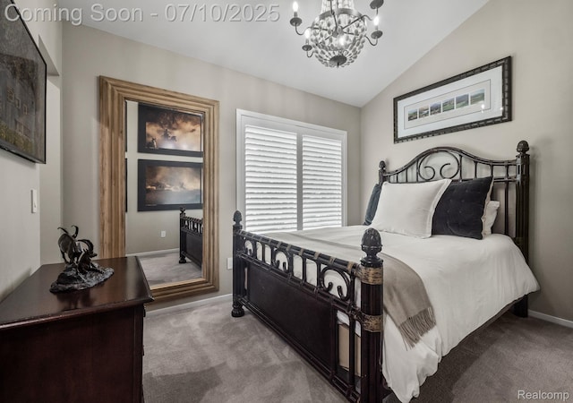 418 E 5th St Unit 2, Royal Oak, MI 48067 - bedroom with carpet floors, a chandelier, and lofted ceiling