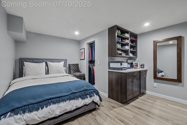 418 E 5th St Unit 2, Royal Oak, MI 48067 - bedroom featuring light wood finished floors, recessed lighting, and a spacious closet