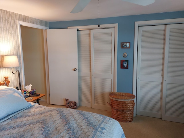 23675 N Shore Dr, Edwardsburg, MI 49112 - carpeted bedroom with two closets and ceiling fan