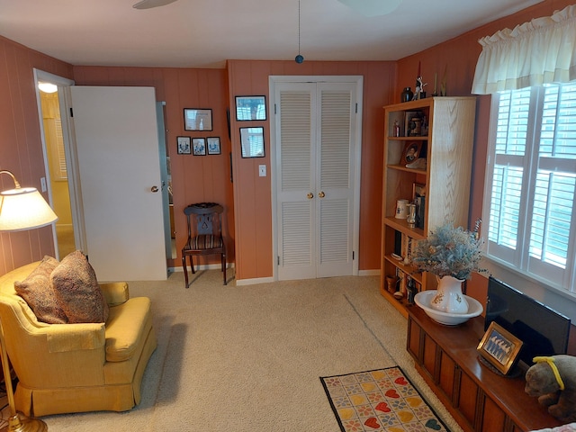 23675 N Shore Dr, Edwardsburg, MI 49112 - sitting room featuring healthy amount of natural light, carpet floors, and a ceiling fan