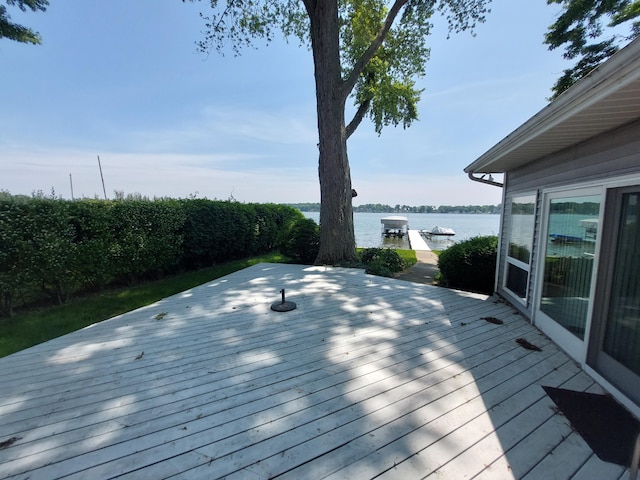 23675 N Shore Dr, Edwardsburg, MI 49112 - wooden terrace featuring a water view