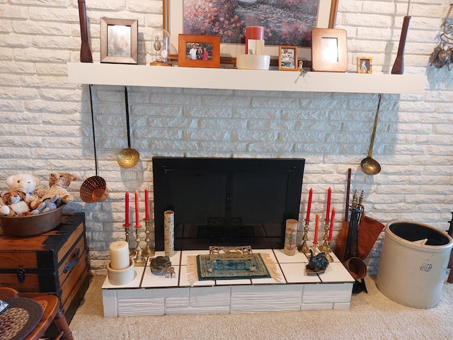 23675 N Shore Dr, Edwardsburg, MI 49112 - detailed view of carpet floors and a fireplace