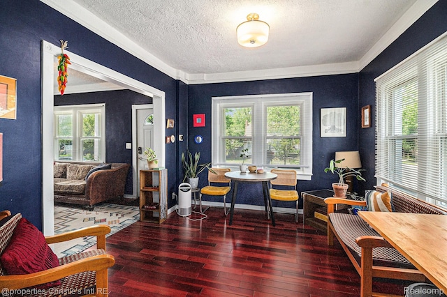 1407 W Marshall St, Ferndale, MI 48220 - living area featuring hardwood / wood-style floors, a textured ceiling, and crown molding