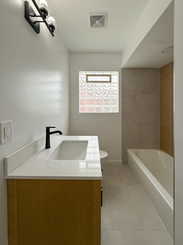 5016 E Outer Dr, Detroit, MI 48234 - full bathroom with vanity, a bathtub, and tile patterned floors