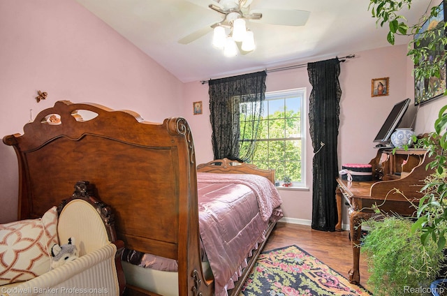 7176 Nottingham, West Bloomfield, MI 48322 - bedroom featuring wood finished floors, a ceiling fan, and vaulted ceiling