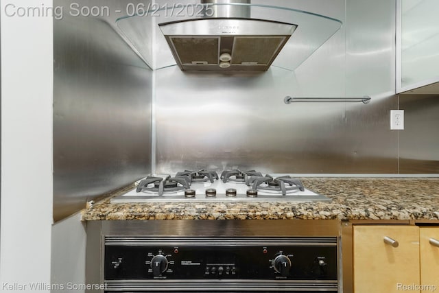 3620 Chester Rd, Royal Oak, MI 48073 - kitchen view of stainless steel oven, white gas stovetop, exhaust hood, and pot filler