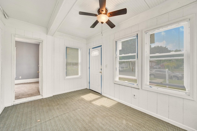269 Euclid St, Mount Clemens, MI 48043 - unfurnished sunroom featuring beam ceiling
