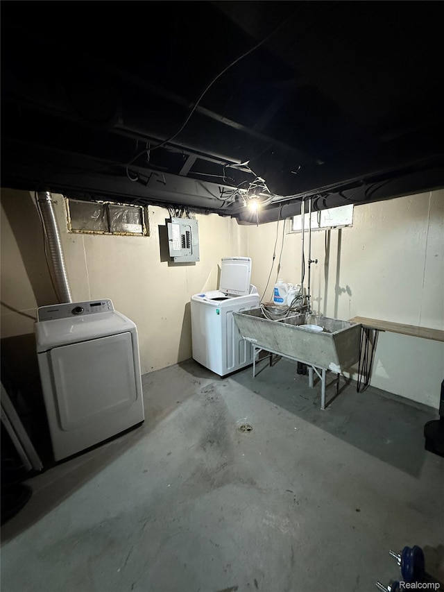 3355 Garden Ave, Royal Oak, MI 48073 - unfinished basement with washer and clothes dryer and electric panel