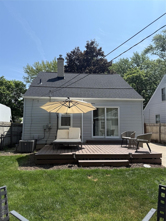 3355 Garden Ave, Royal Oak, MI 48073 - back of property with a chimney, a deck, and roof with shingles