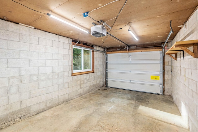 15770 157th Ave, Big Rapids, MI 49307 - garage featuring a garage door opener and concrete block wall
