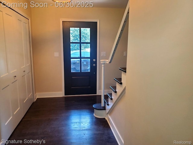 2200 Brenthaven Dr E, Bloomfield, MI 48304 - doorway to outside featuring stairs and dark wood-style flooring