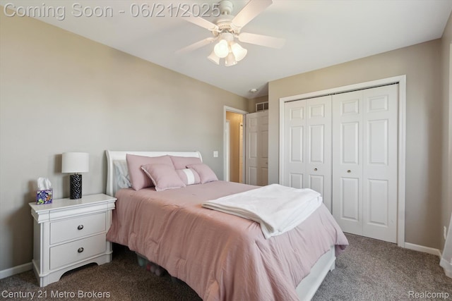 9145 Woodridge Dr, Davison, MI 48423 - carpeted bedroom with a closet and ceiling fan