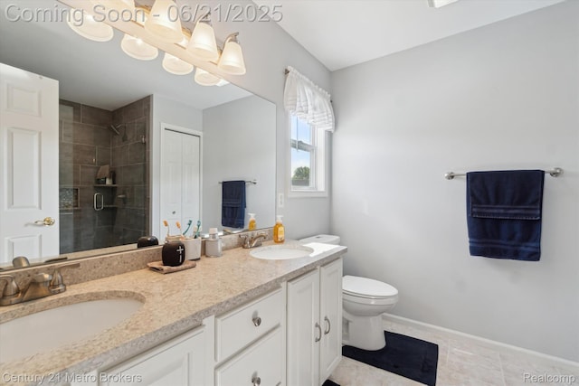 9145 Woodridge Dr, Davison, MI 48423 - bathroom with double vanity, a stall shower, and tile patterned flooring
