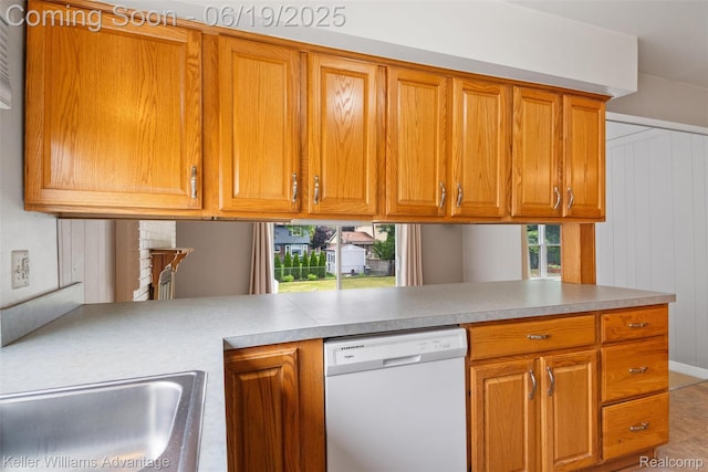 14000 Ellen Dr, Livonia, MI 48154 - kitchen with dishwasher and brown cabinets
