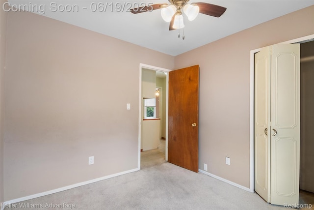 14000 Ellen Dr, Livonia, MI 48154 - unfurnished bedroom with light carpet, a closet, and ceiling fan