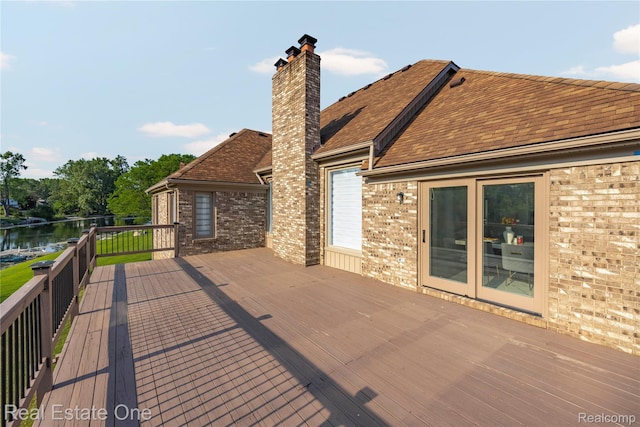 52615 Seven Oaks Dr, Shelby Twp, MI 48316 - wooden terrace featuring a water view