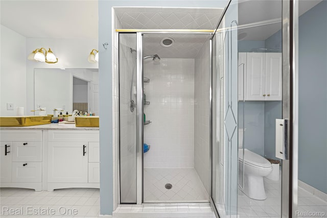 52615 Seven Oaks Dr, Shelby Twp, MI 48316 - full bath featuring a stall shower, vanity, and tile patterned flooring