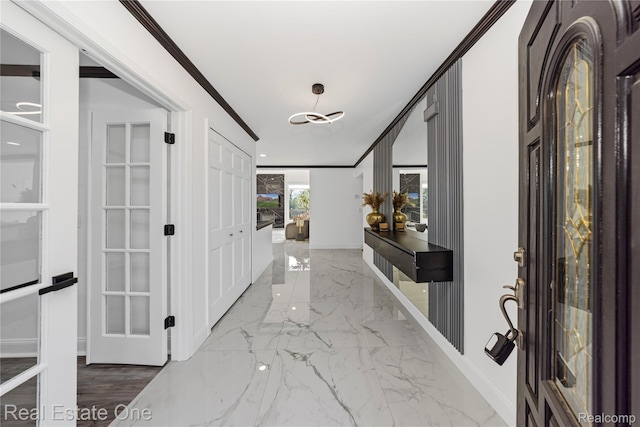 52615 Seven Oaks Dr, Shelby Twp, MI 48316 - foyer entrance with marble tiled flooring and crown molding