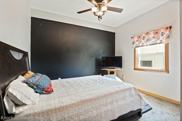 5490 Rupprecht Rd, Vassar, MI 48768 - carpeted bedroom with baseboards and ceiling fan