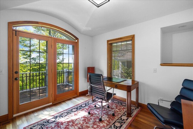 4679 Forest Ridge Dr, Holland, MI 49423 - office with vaulted ceiling and wood finished floors