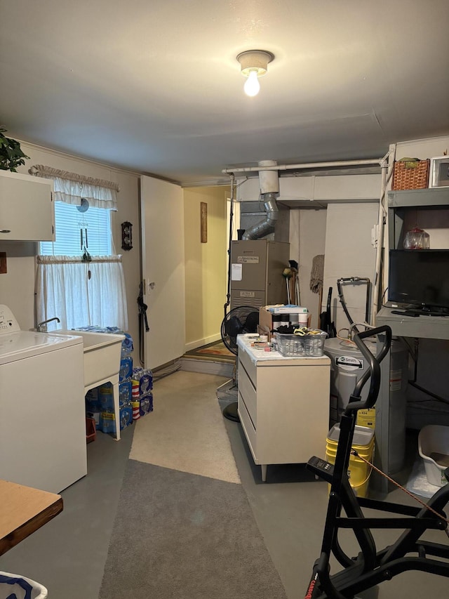 2065 Reggie Dr, Benton Harbor, MI 49022 - basement with washer and dryer and heating unit