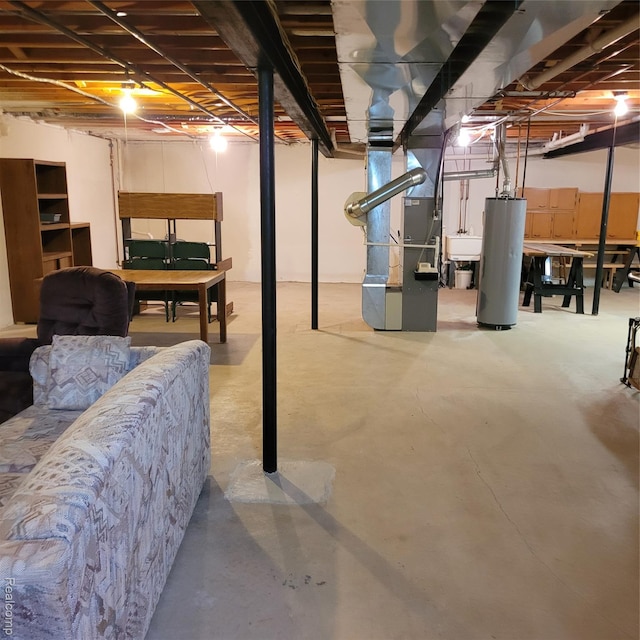 22865 Woodcreek Dr, Taylor, MI 48180 - unfinished basement featuring water heater and heating unit